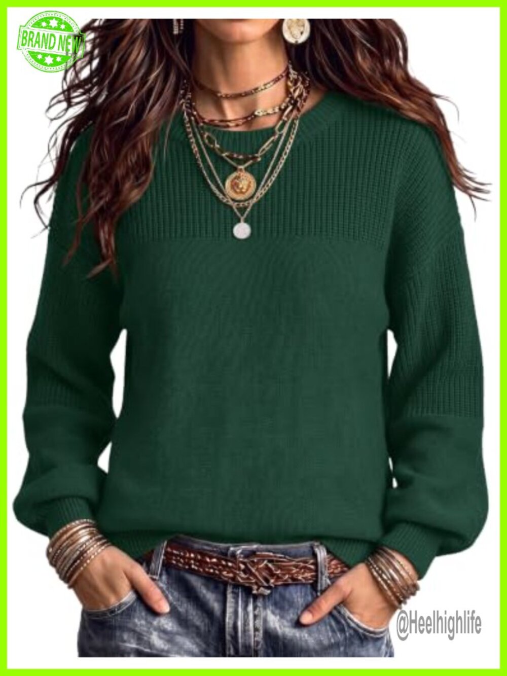 60% Cotton Chunky Knit Pullover Sweater Loose Fit Casual Fall